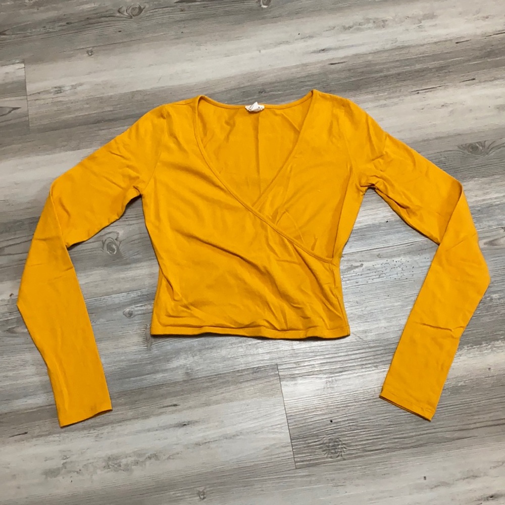 Yellow Long Sleeve Crop Top